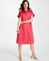 Popover Embroidered Poplin Dress