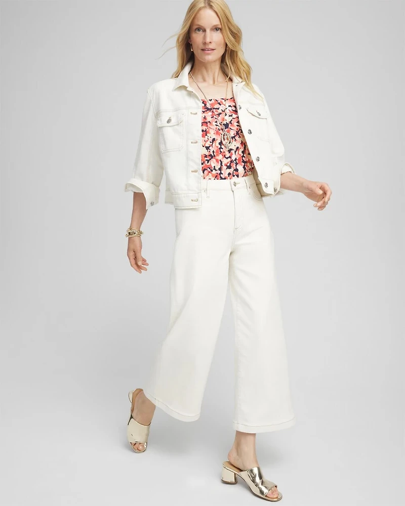 Petite High Rise Wide Leg Cropped Denim