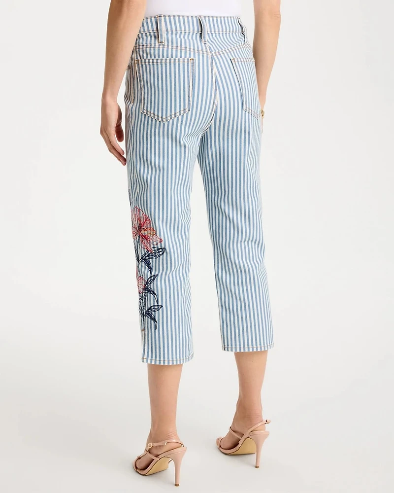 Girlfriend Slim Striped Capri Jeans