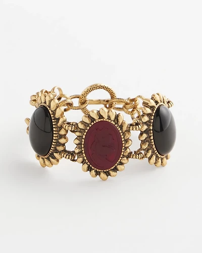 Black Red Cab Toggle Bracelet