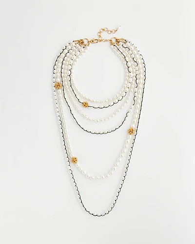 Multi-Strand Faux Pearl Necklace