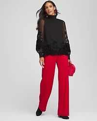Sheer Mesh Velvet Appliqué Top