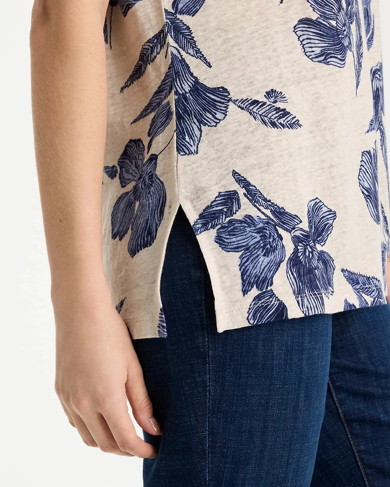 Floral Linen Dolman Tee
