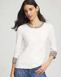 Pima Jewel Neck Contrast Tee
