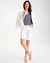 Pima Striped Elbow Sleeve Tee