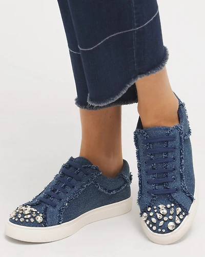 Embellished Denim Sneakers