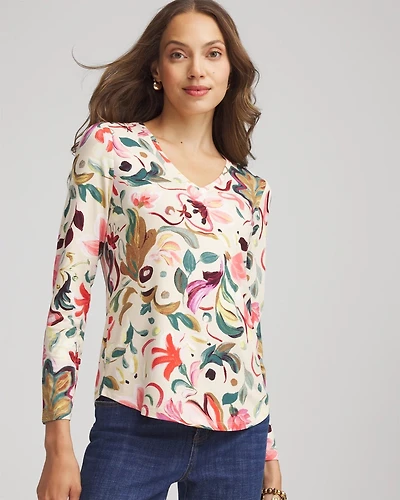 Floral Touch of Cool™ V-Neck Layering Tee