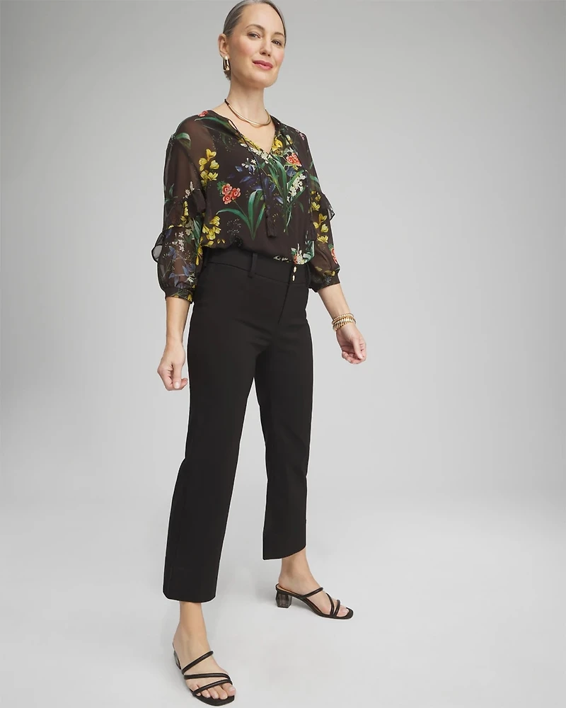 Trapunto Straight Leg Cropped Pants