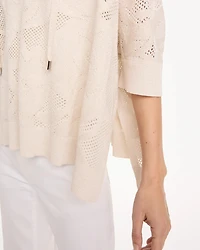 Crochet Lace Notch Neck Poncho