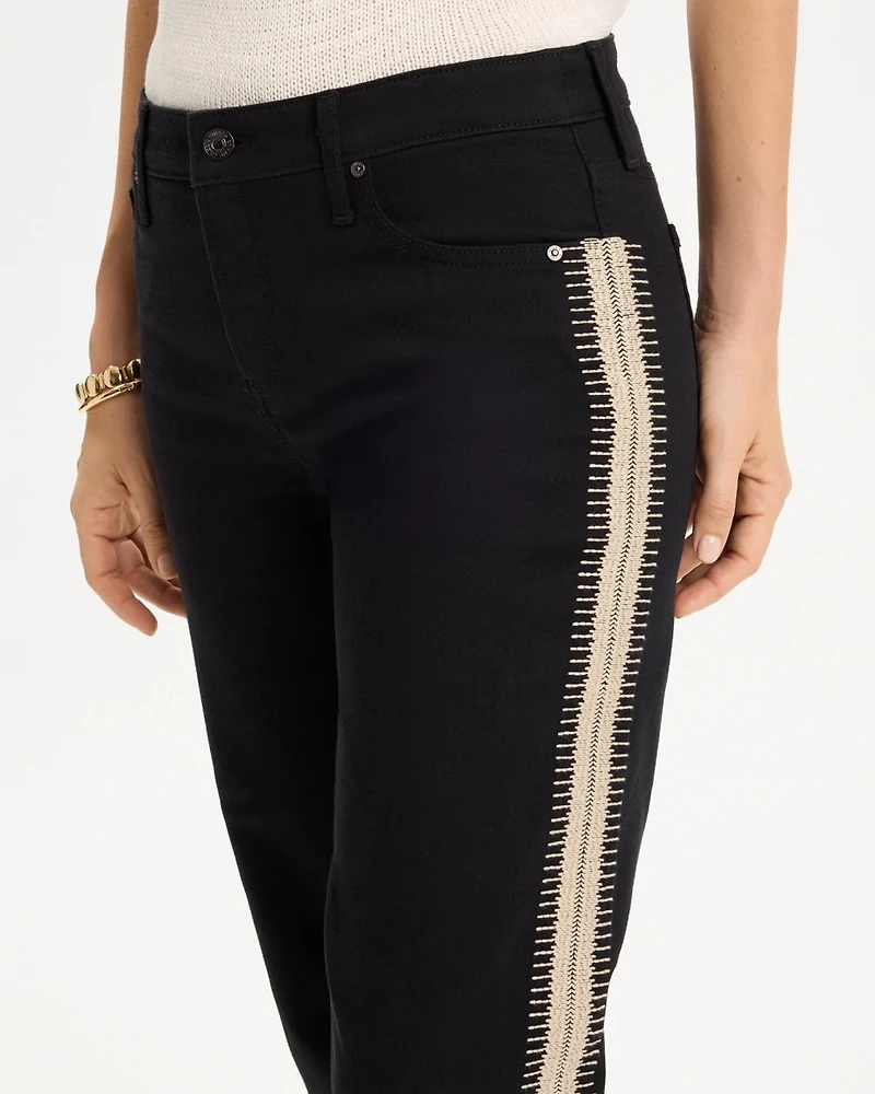 Girlfriend Seam Detail Straight Ankle Jeans