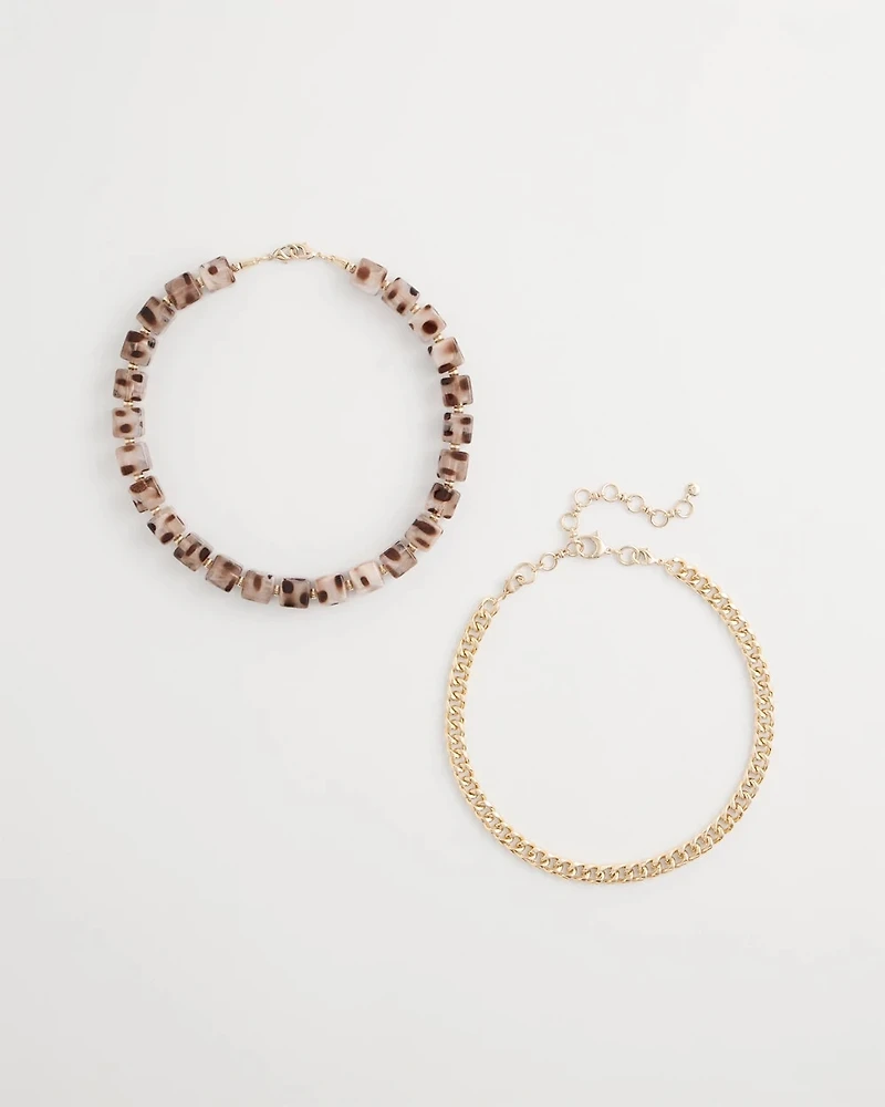 Cubed Tortoise Goldtone Double-Strand Necklace