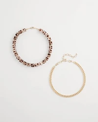 Cubed Tortoise Goldtone Double-Strand Necklace