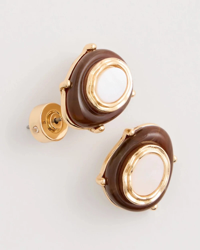 Genuine River Shell Stud Earrings