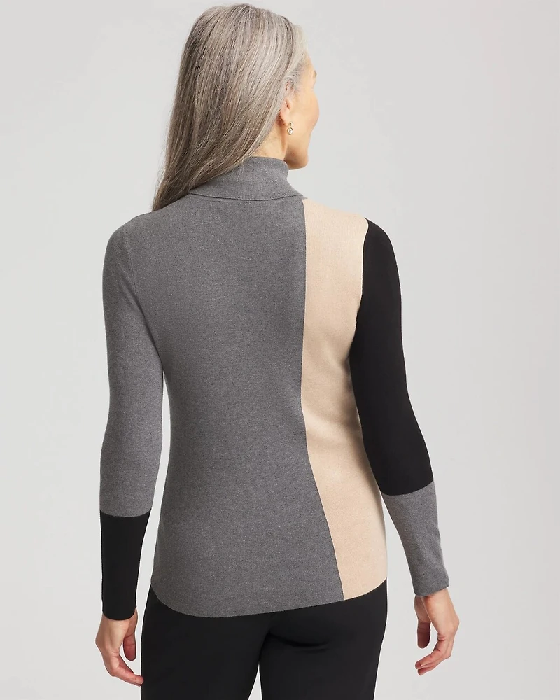 Ella Colorblock Intarsia Turtleneck Sweater