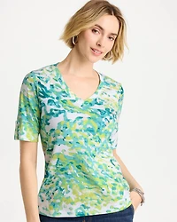 Pima Printed Elbow Sleeve Tee