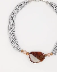 Neutral Beaded Pendant Necklace