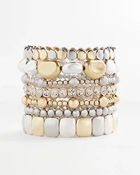 Silver & Gold Tone Round Stretch Bracelet