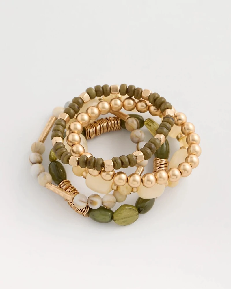 Green Stretch Bangle Set of Five