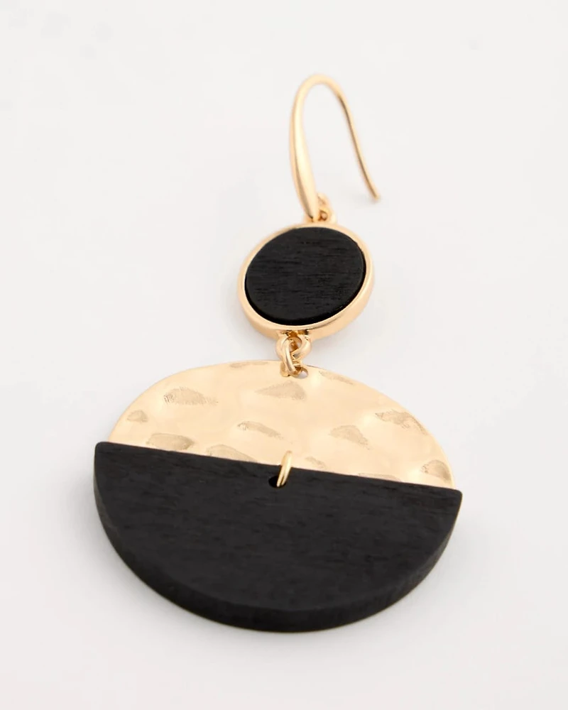 Wood Rounded Drop Earrings
