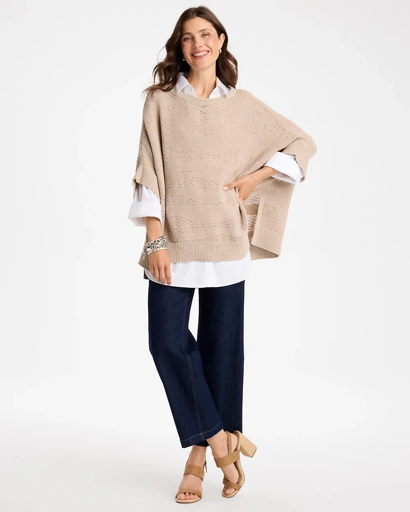 Cotton-Blend Sweater Poncho