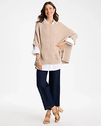 Cotton-Blend Sweater Poncho