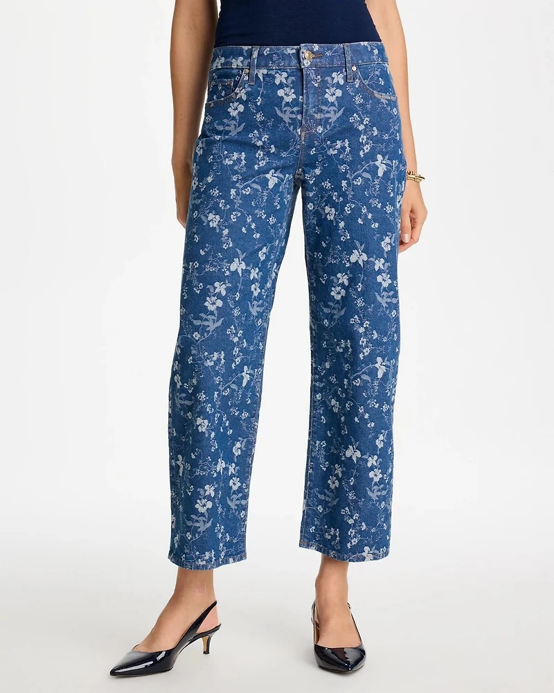 Girlfriend Wide Floral Crop Jean