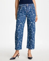 Girlfriend Wide Floral Crop Jean