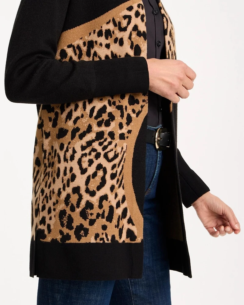 Ella Animal Jacquard Open-Front Cardigan