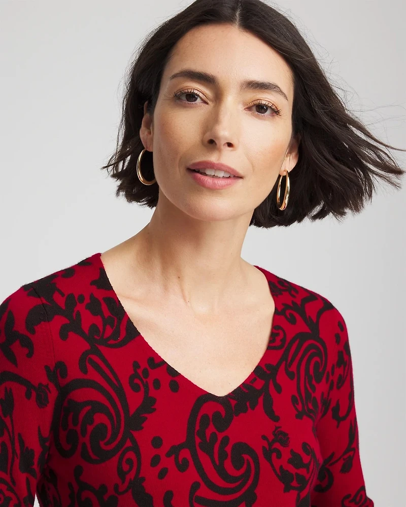 Ella Printed V-Neck Sweater