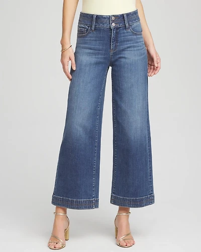 Double Stitch Wide-Leg Cropped Pants