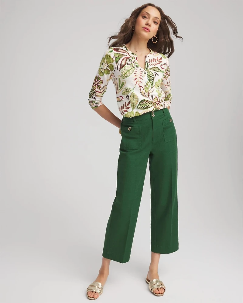 Tropical Cotton Slub Henley Shirt