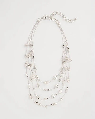 Silvertone Nugget Illusion Necklace