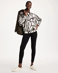 Zenergy® Soft Leaf Print Cowlneck Pullover