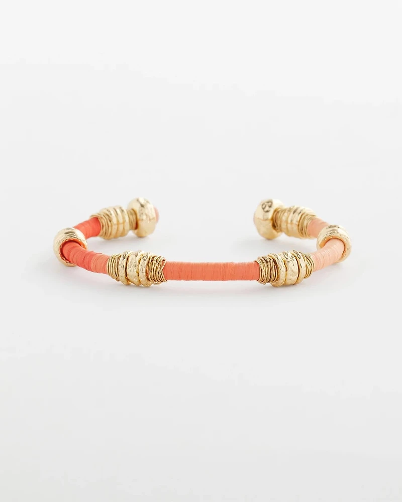 Aventurine Stone Raffia-Wrapped Cuff