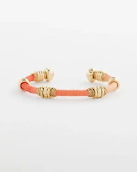 Aventurine Stone Raffia-Wrapped Cuff