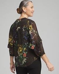 Chiffon Floral Ruffle Sleeve Blouse