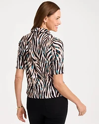 Tiger Print Textured Camp Tee