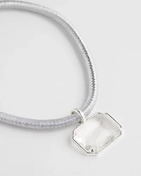 Silvertone Gem Pendant Cord Necklace