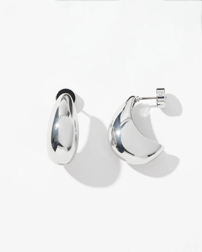Silver Tone Huggie Hoops