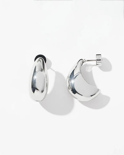 Silver Tone Huggie Hoops