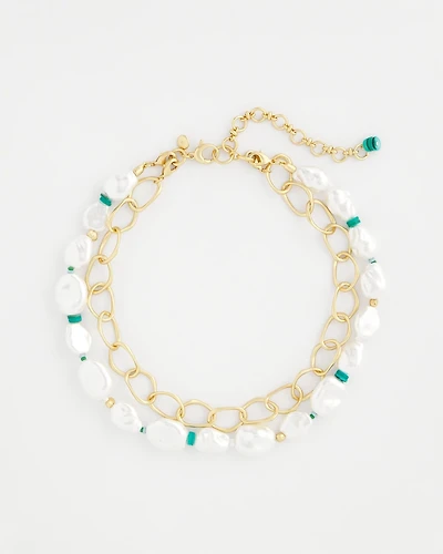 Pearlescent Goldtone Collar Necklace