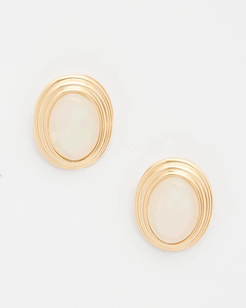 Neutral Cab Clip-On Earrings