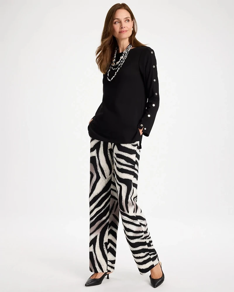 Zebra Animal Print Crepe Pants