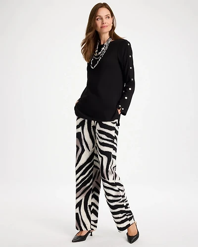 Zebra Animal Print Crepe Pants