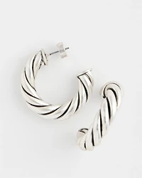 Silver Twisted Hoop Earrings