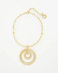 Goldtone Concentric Circles Pendant Necklace