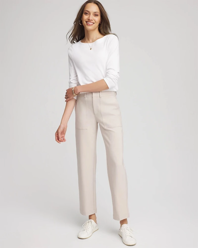 Bi-Stretch Straight Ankle Pants