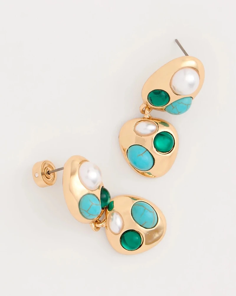 Blue Pearl Cab Drop Earrings