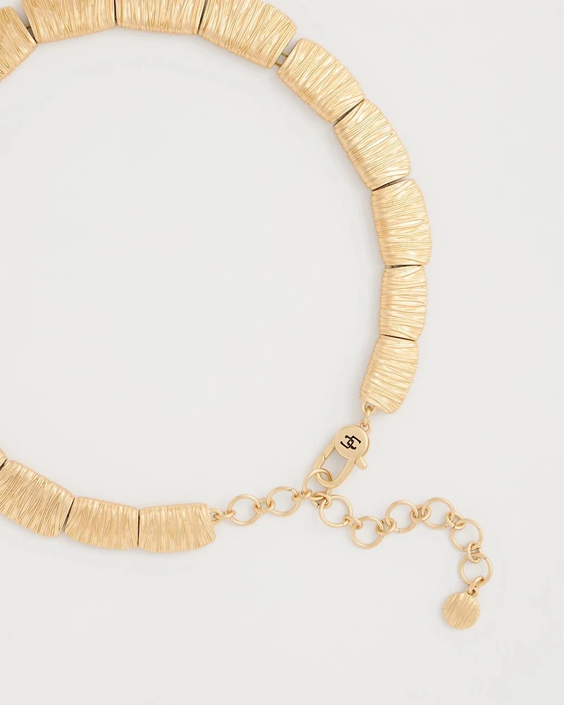 Crinkle Goldtone Collar Necklace