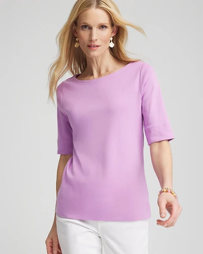 Pima Cotton Bateau-Neck Tee